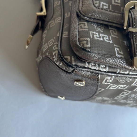 Versace Silver Leather Canvas Handbag Shoulder Bag - Picture 9 of 16